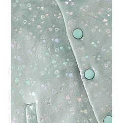 Babyhug Woven Full Sleeves Hooded  Jacket Heart Design  - Aqua