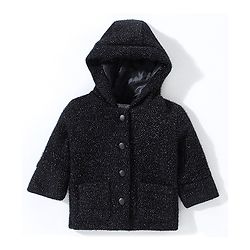 Babyhug Full Sleeves Hooded Jacket - Black