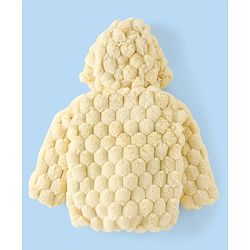 Babyhug Woven Full Sleeves Hooded Jacket with Cable Knit Design - Yellow