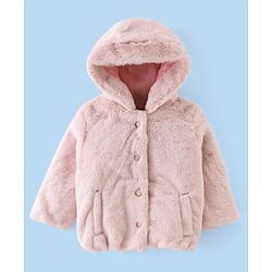 Babyhug Woven Full Sleeves Hooded Jacket with Side Pockets - Pink