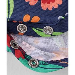 Babyhug 100% Cotton Knit Full Sleeves Floral Printed Frock Style Onesie  - Multicolour