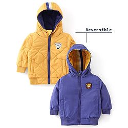 Babyhug Full Sleeves Reversible Solid Colour Hooded Jacket - Yellow