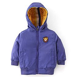 Babyhug Full Sleeves Reversible Solid Colour Hooded Jacket - Yellow
