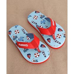 Cute Walk by Babyhug Slip On Flip Flop with Whale Print - Red & Blue