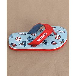 Cute Walk by Babyhug Slip On Flip Flop with Whale Print - Red & Blue