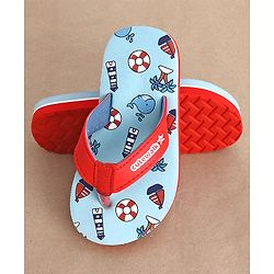 Cute Walk by Babyhug Slip On Flip Flop with Whale Print - Red & Blue
