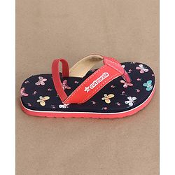 Cute Walk by Babyhug Butterfly Printed Flip Flops with Back Strap - Pink & Navy Blue