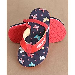 Cute Walk by Babyhug Butterfly Printed Flip Flops with Back Strap - Pink & Navy Blue
