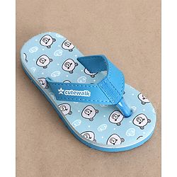 Cute Walk by Babyhug Slip On Flip Flop with Bear Print - Blue