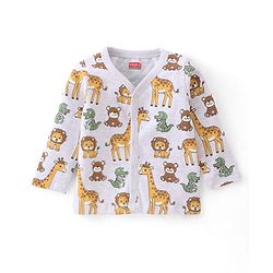Babyhug 100% Cotton Knit Full Sleeves Front Open Vests Stripes & Animal Print Pack of 3 - Multicolour