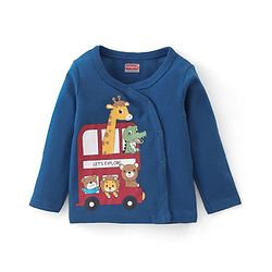 Babyhug 100% Cotton Knit Full Sleeves Front Open Vests Stripes & Animal Print Pack of 3 - Multicolour