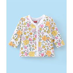 Babyhug 100% Cotton Knit Full Sleeves Front Open Floral & Deer Printed Vests Pack of 3 - Multicolour
