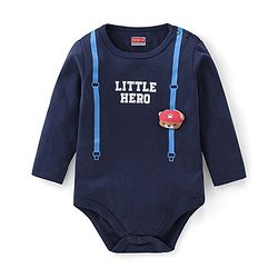 Babyhug 100% Cotton Interlock Knit Full Sleeves Onesies with Legging Stripes & Text Print - Multicolor