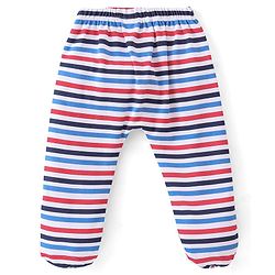 Babyhug 100% Cotton Interlock Knit Full Sleeves Onesies with Legging Stripes & Text Print - Multicolor