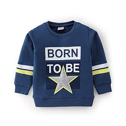 Babyhug Cotton Knit Full Sleeves T-Shirt & Lounge Pant Set Star Print - Blue