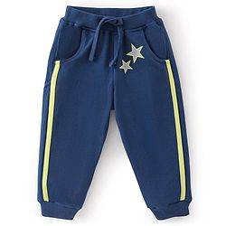 Babyhug Cotton Knit Full Sleeves T-Shirt & Lounge Pant Set Star Print - Blue