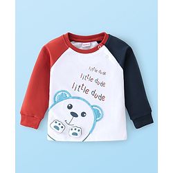 Babyhug 100% Cotton Knit Raglan Sleeves T-Shirt & Lounge Pant Set Teddy Print - Multicolour