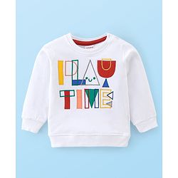 Babyhug Cotton Knit Full Sleeves Text Print T-Shirt & Lounge Pant Set - White & Maroon