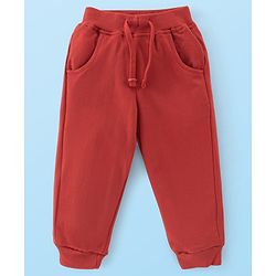 Babyhug Cotton Knit Full Sleeves Text Print T-Shirt & Lounge Pant Set - White & Maroon