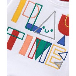 Babyhug Cotton Knit Full Sleeves Text Print T-Shirt & Lounge Pant Set - White & Maroon