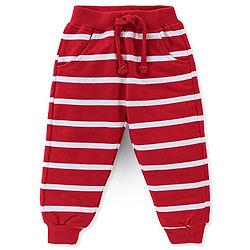 Babyhug 100% Cotton Knit Full Sleeves T-Shirt & Lounge Pant With Sheep & Cat Embroidery - Red & White