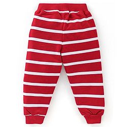 Babyhug 100% Cotton Knit Full Sleeves T-Shirt & Lounge Pant With Sheep & Cat Embroidery - Red & White