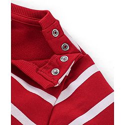 Babyhug 100% Cotton Knit Full Sleeves T-Shirt & Lounge Pant With Sheep & Cat Embroidery - Red & White