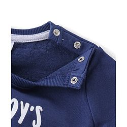 Babyhug 100% Cotton Knit Full Sleeves Sweatshirt with Text Graphics - Blue