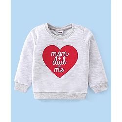 Babyhug Full Sleeves Sweatshirt with Text & Heart Graphics - White