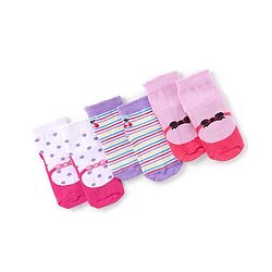 Cute Walk by Babyhug Ankle Length Anti Bacterial Socks Polka Dot Design Pack of 3 - Pink & Purple