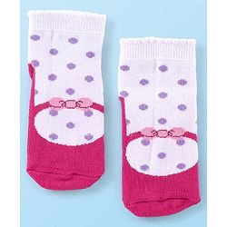 Cute Walk by Babyhug Ankle Length Anti Bacterial Socks Polka Dot Design Pack of 3 - Pink & Purple