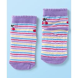 Cute Walk by Babyhug Ankle Length Anti Bacterial Socks Polka Dot Design Pack of 3 - Pink & Purple