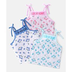 Babyhug 100% Cotton Sleeveless Jhabla Floral Print Pack Of 3 - Blue & Pink
