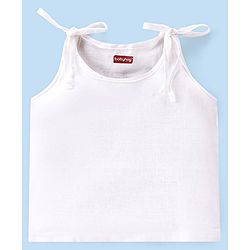 Babyhug 100% Cotton Knit Sleeveless Tie Knot Solid Jhablas Pack of 5 - White