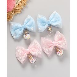 Babyhug Free Size Bow & Butterfly Clips Pack of 4 - Blue & Pink