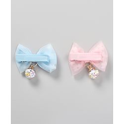 Babyhug Free Size Bow & Butterfly Clips Pack of 4 - Blue & Pink