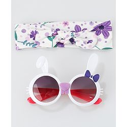 Babyhug Free Size Headband with Sunglasses - White