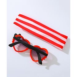 Babyhug Free Size Bow Headband with Heart Shape Sunglasses - Red