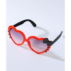Babyhug Free Size Bow Headband with Heart Shape Sunglasses - Red