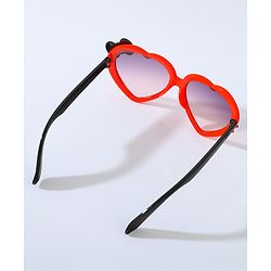 Babyhug Free Size Bow Headband with Heart Shape Sunglasses - Red