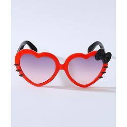 Babyhug Free Size Bow Headband with Heart Shape Sunglasses - Red