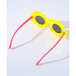 Babyhug Free Size Bow Headband with Flower Shape Sunglasses - Yellow