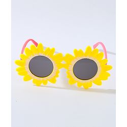 Babyhug Free Size Bow Headband with Flower Shape Sunglasses - Yellow