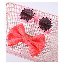 Babyhug Free Size Bow Headband with Round Sunglasses - Dark Pink