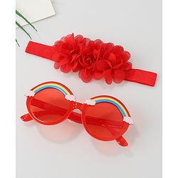 Babyhug Free Size Floral Headband with Sunglasses - Red