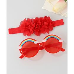 Babyhug Free Size Floral Headband with Sunglasses - Red