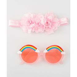 Babyhug Free Size Headband With Floral Corsage & Sunglasses - Light Pink