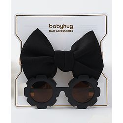 Babyhug Free Size Bow Headband with Sunglasses - Black