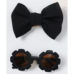 Babyhug Free Size Bow Headband with Sunglasses - Black