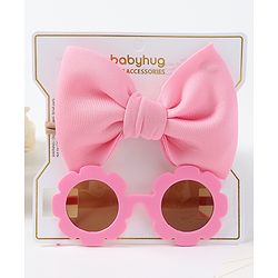 Babyhug Free Size Bow Headband with Sunglasses - Black